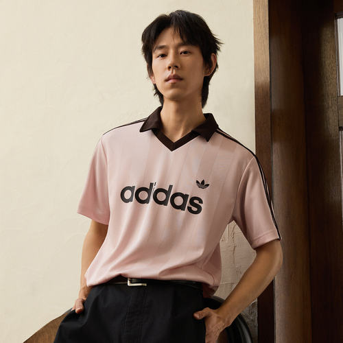 Adidas阿迪达斯三叶草男JSY 球衣风休闲运动短袖V领T恤KE3580
