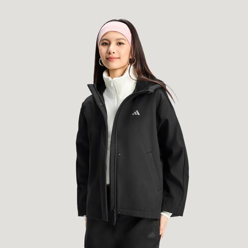 adidas阿迪达斯女子运动休闲宽松连帽软壳夹克外套KS2782