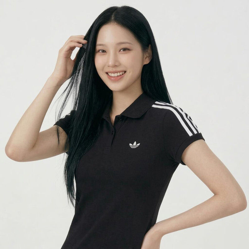 Adidas阿迪达斯三叶草女子修身翻领短袖POLO衫T恤KD7974