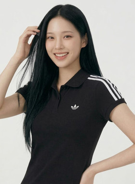 Adidas阿迪达斯三叶草女子修身翻领短袖POLO衫T恤KD7974