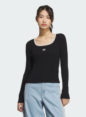 Adidas/阿迪达斯女子复古穿搭针织运动紧身方领套头衫JM8052