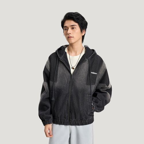 Adidas三叶草26年春季男女渐变连帽牛仔外套夹克KR5056 KR5055