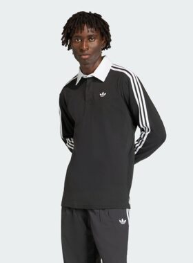 Adidas/阿迪达斯正品3S PL男子橄榄球风休闲宽松长袖POLO衫KE3576