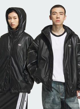Adidas/阿迪达斯正品情侣款保暖仿皮运动宽松连帽棉服KC2653