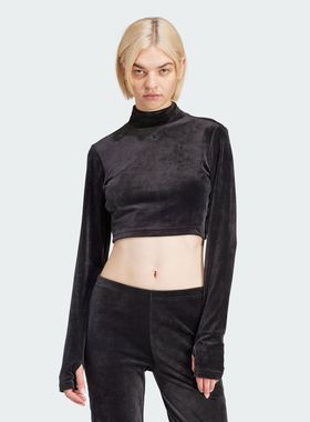 Adidas/阿迪达斯正品女士天鹅绒运动修身长袖T恤IT9660