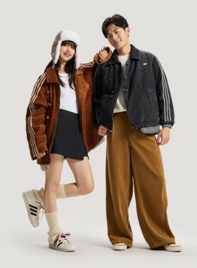 Adidas 三叶草新中式保暖灯芯绒运动男女棉服 KQ5135 KR5066