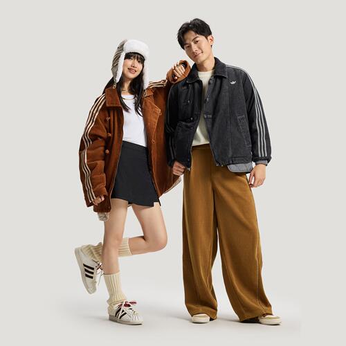 Adidas 三叶草新中式保暖灯芯绒运动男女棉服 KQ5135 KR5066