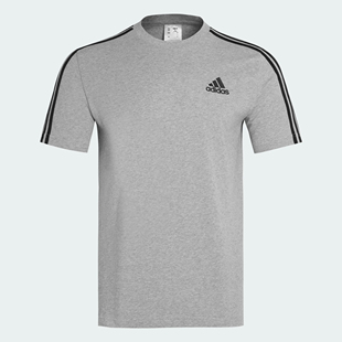 Adidas阿迪达斯男款夏季简约圆领三条纹短袖T恤GL3735