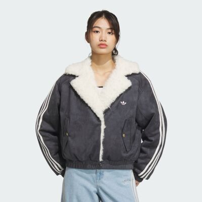 Adidas/阿迪达斯正品棉服女复古保暖毛翻领运动宽松棉服 JL8438