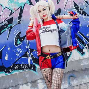 自杀小队小丑女cos哈莉奎茵cosplay女外套T恤万圣节小丑儿童衣服