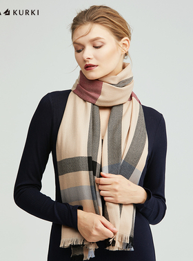 MARJAKURKI玛丽亚古琦英伦风格子羊毛围巾冬季保暖针织披肩女外搭