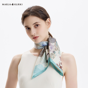MARJAKURKI玛丽亚古琦双面真丝方巾丝巾系脖高级感围巾马年礼盒装
