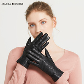 保暖防寒 MARJAKURKI玛丽亚古琦羊皮真皮手套冬天女加绒骑行时尚