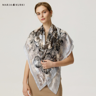 MARJAKURKI玛丽亚古琦真丝大方巾丝巾妈妈款轻奢高级感围巾披肩女