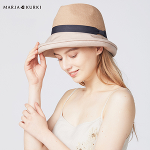 MARJAKURKI玛丽亚古琦遮阳帽子女夏防晒防紫外线时尚编织草帽礼帽