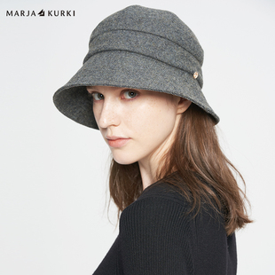 MARJAKURKI玛丽亚古琦时尚羊毛呢渔夫帽子女士秋冬季2025新款盆帽
