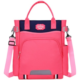 书包女小学生补课手提袋儿童手拎袋轻便美术袋男补习袋撞色双肩包