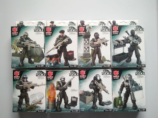 翔骏飞虎特战队吃鸡822防暴警察军事兵人仔男孩拼装积木模型玩具