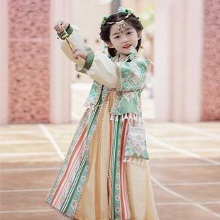汉服女童春季 原创少数民族女宝宝古风连衣裙中国风儿童唐装 两件套