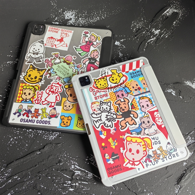 卡通可爱昭和小女孩2022新款ipadair5保护套透明ipadpro保护壳带笔槽11适用苹果平板ipad9亚克力10九8代防弯4
