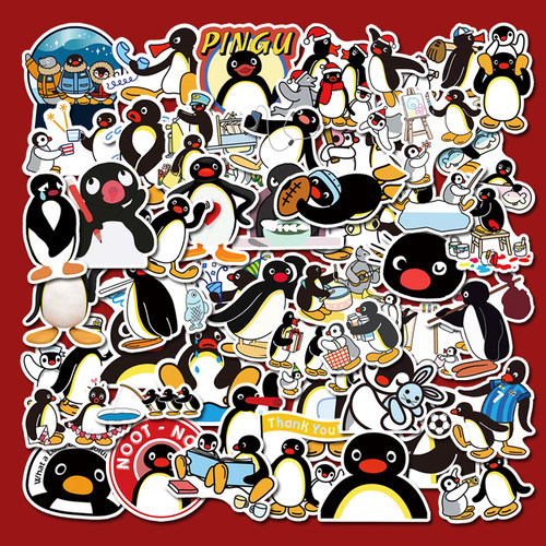 卡通可爱企鹅家族pingu贴纸pinga表情包电脑ipad手机行李箱贴防水