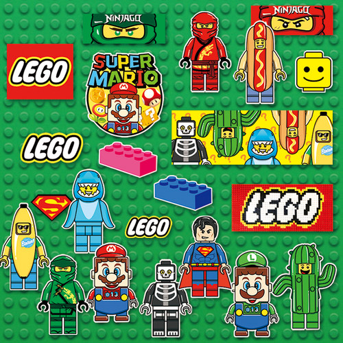 卡通积木涂鸦贴纸笔记本电脑ipad行李箱贴亚克力盒装饰防水贴纸画