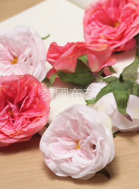 渐变粉西瓜红木芙蓉 高档绢布仿真假花朵 直径7厘米