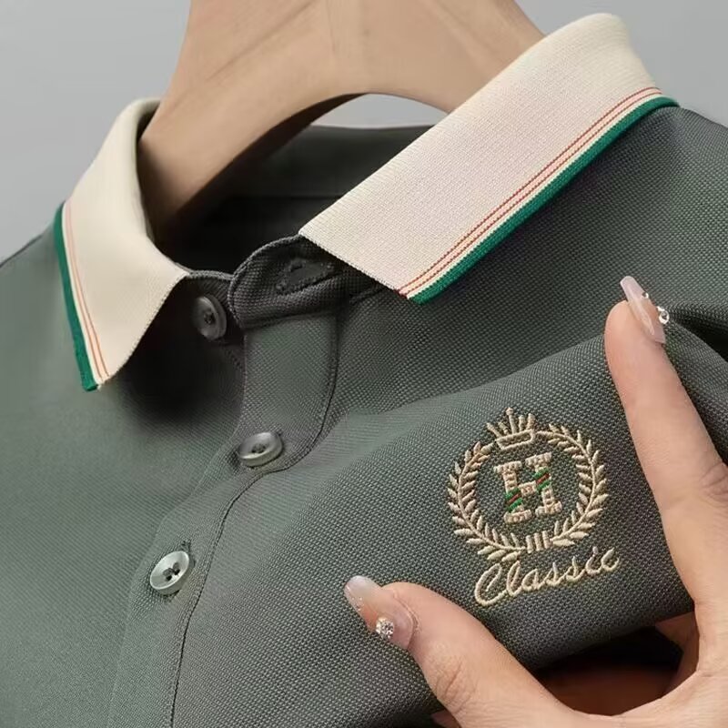 外贸男装短袖Polo衫2025年夏季爆款商务绅士夏季标准T恤舒适透气