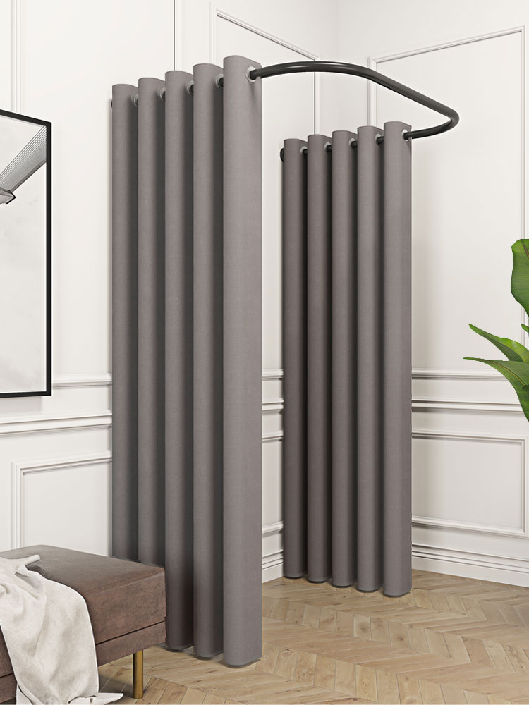 u型l型试衣间门帘半圆杆服装店平面试衣间试衣间加厚隔断隔断布