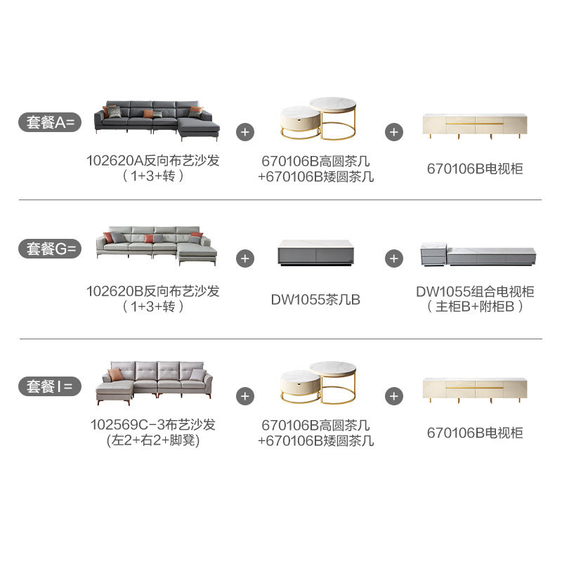 【客厅茶电套装6099元】全友家居布艺沙发岩板茶几电视柜套餐组合属于什么档次？