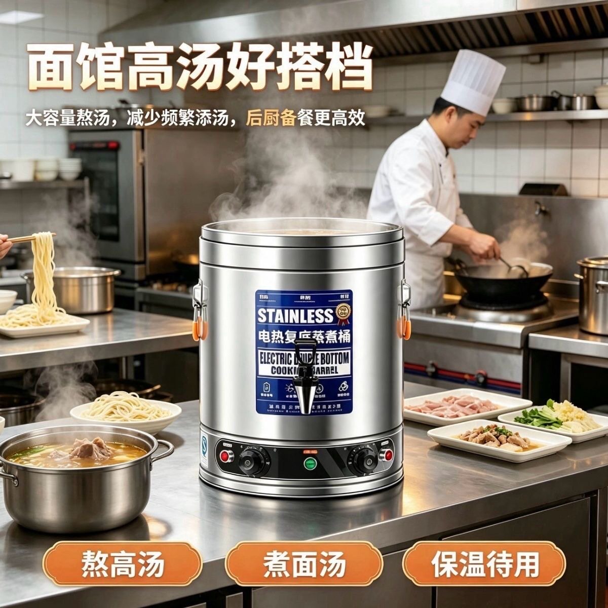 电热汤桶304不锈钢烧水桶大容量蒸煮桶商用开水桶煮粥熬汤桶煮肉