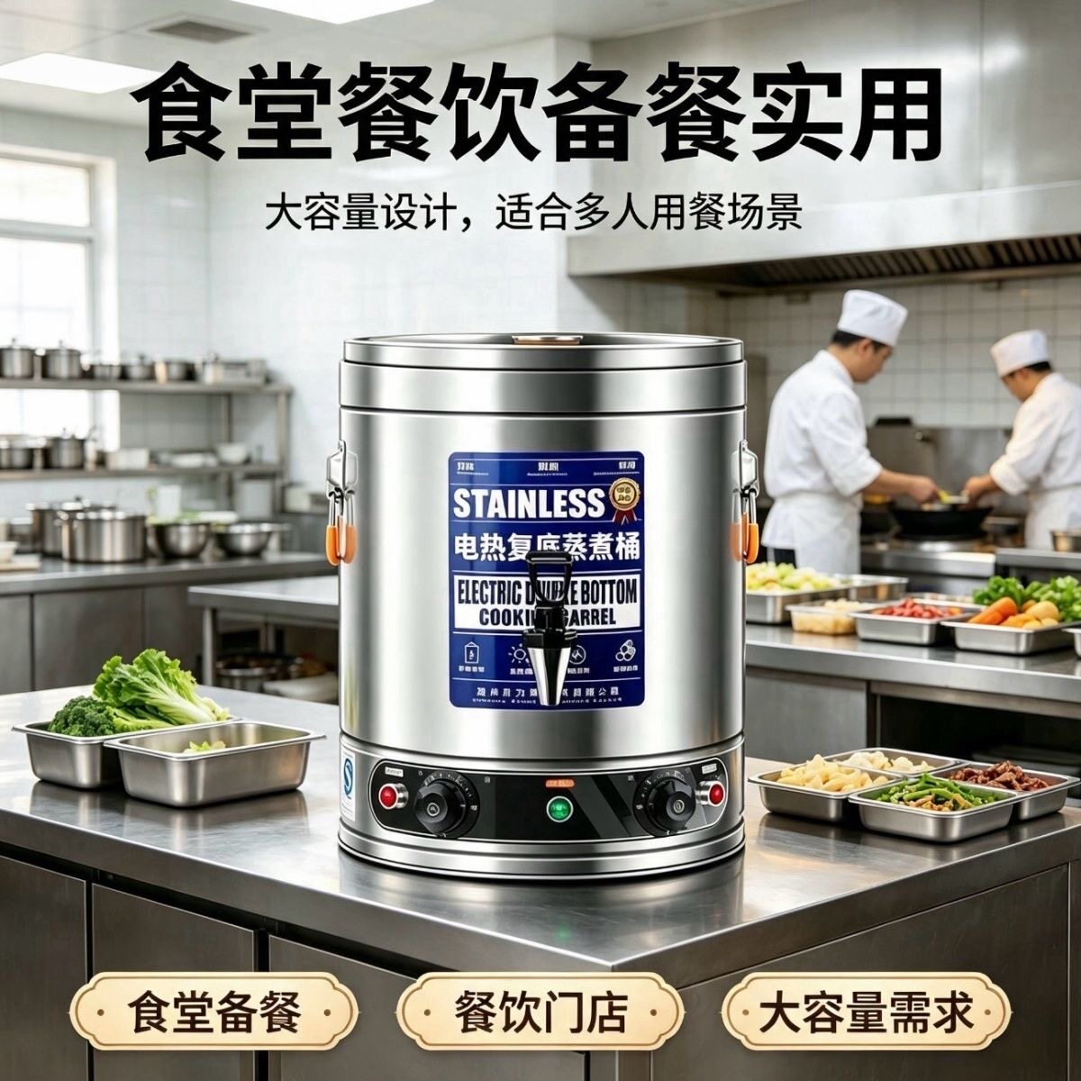 电热汤桶304不锈钢烧水桶大容量蒸煮桶商用开水桶煮粥熬汤桶煮肉