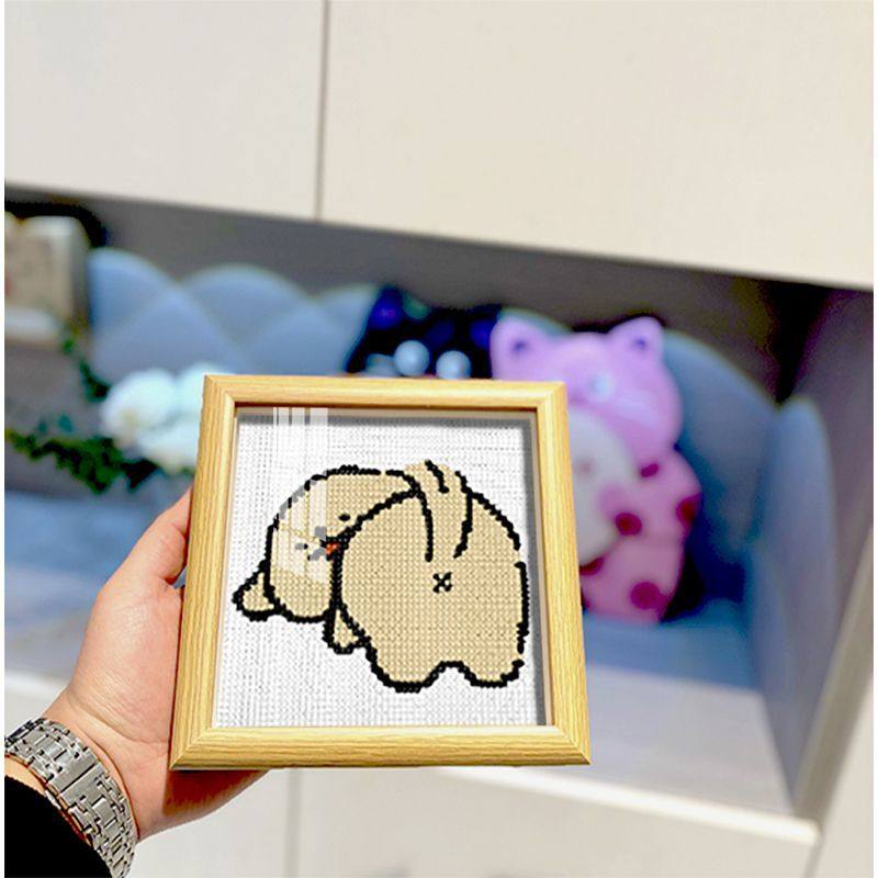 线条小狗钻石画满情侣简单