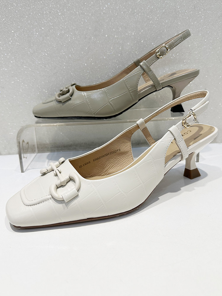 comely康莉女鞋2023夏款专柜正品方头细跟一字扣半凉鞋kyq32116