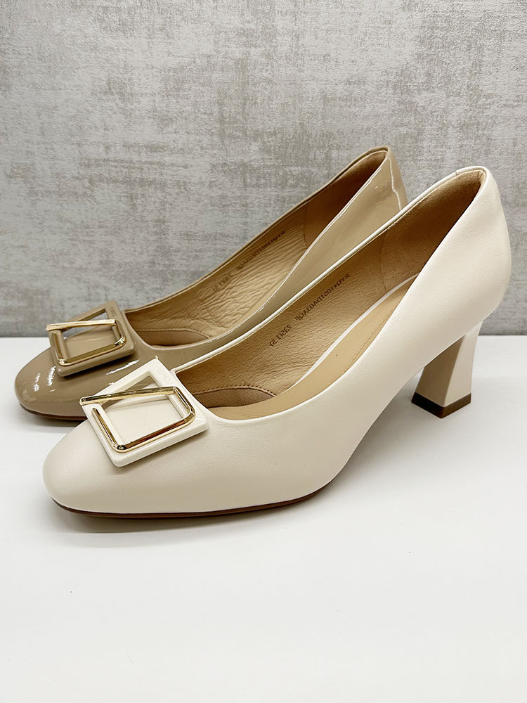 comely康莉女鞋2024春款正品漆皮圆头浅口粗跟通勤女皮鞋kyq41051