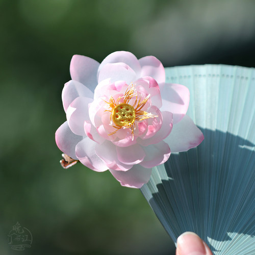 碗莲 半热缩花簪手工荷花发簪发夹盘发步摇古风汉服旗袍簪子发钗