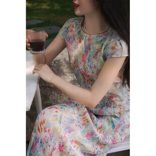 【鹦鹉梨】青的衣橱 复古压褶彩色烟花一字领套装裙 直筒裙半裙