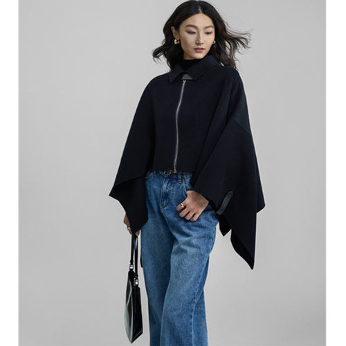 羊绒双面呢披肩斗篷大衣