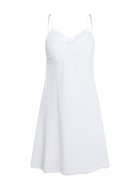 Chings 法式复古百搭内搭小a字裙 棉质蕾丝花边V领白色吊带裙秋