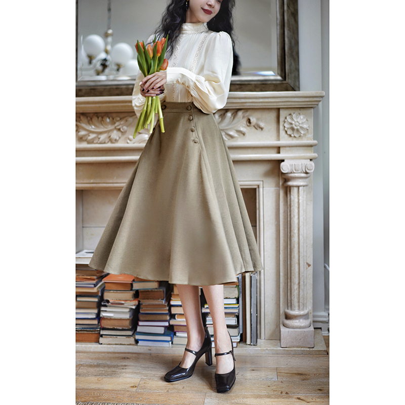 Chings复古高腰围A字裙