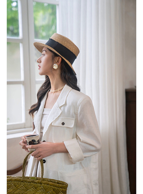 【断码清仓】Ching's法式亚麻BF西装上衣 通勤百搭小垫肩显瘦外套