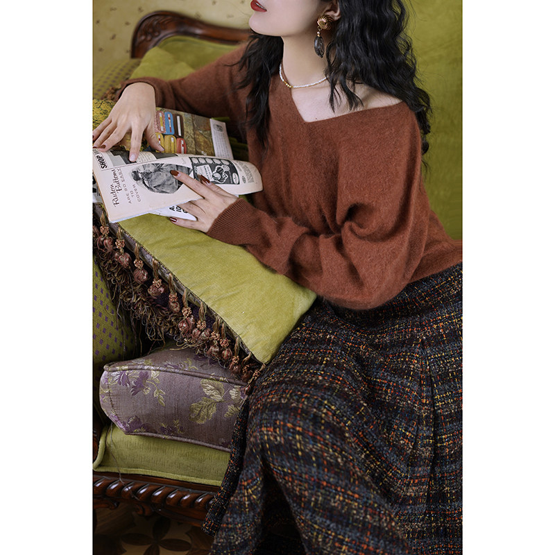 Chings法式复古V领针织衫 彩虹糖多巴胺云感羊绒羊毛拉毛套头毛衣