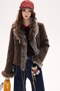 现货】冬季新款真狐狸毛羽绒服女短款设计感小众加厚夹克皮草外套