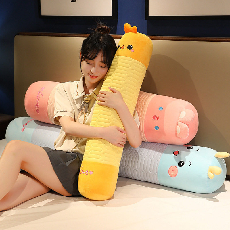 日本品质卡通动物冰丝乳胶长条抱枕可拆洗床上枕头靠垫夹腿睡抱枕