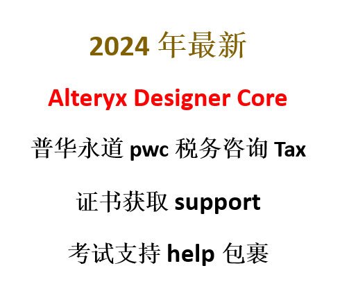 【普华Alteryx】designer core四大普华永道税务绩效考核KPI证书