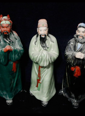 景德镇十大瓷厂雕塑瓷厂七十年代手绘粉彩桃园三结义张飞关公刘备