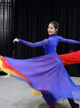 蒙古族舞蹈演出服女成人艺考大摆裙民族风表演服装舞蹈剧目考试服