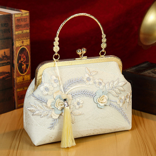 2025新款 汉服包百搭素雅刺绣国风手提包 复古名媛小众旗袍包包时尚