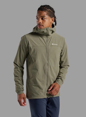 Montane Tenacity系列男款户外徒步登山弹力耐磨防风连帽软壳衣