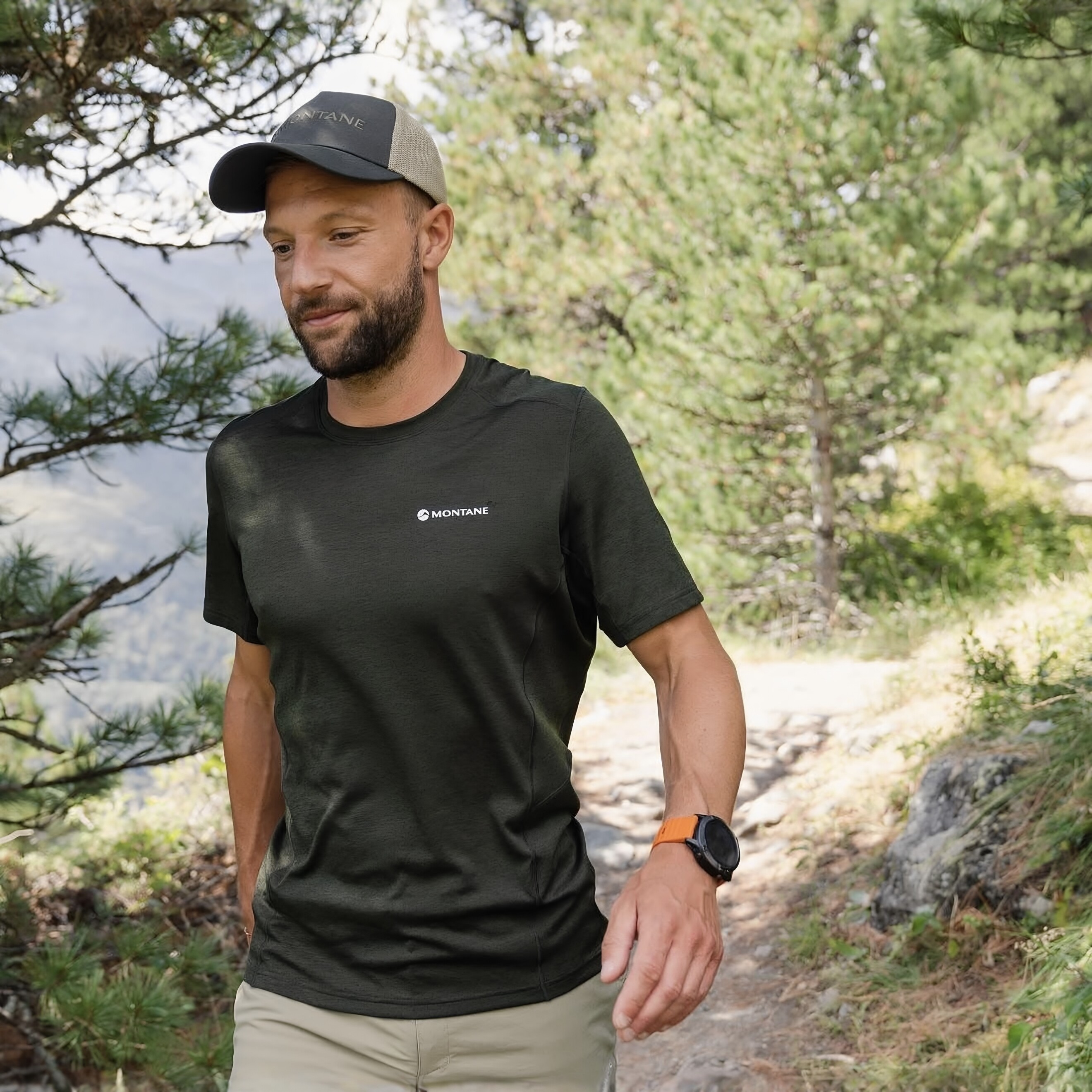 MONTANE Dart 男士速干透气短袖T恤军绿色圆领休闲运动上衣
